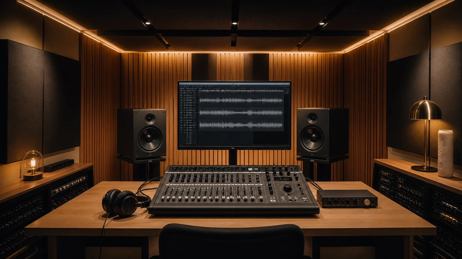 DIVA brand concept visual of a professional studio control room